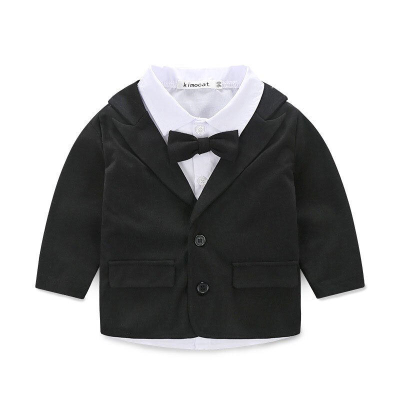 baby gutt klær sett småbarn gutter herre Bue slips dress 3 stykker barn gutter formell kjole til fødselsdag parti svart klær settene