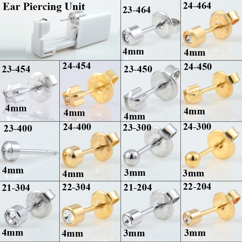 1 Unit Wegwerp Veilig Steriele Oor Piercing Unit Neus Ring Oorbel Stud Piercing Gun Piercer Tool Machine Kit stud