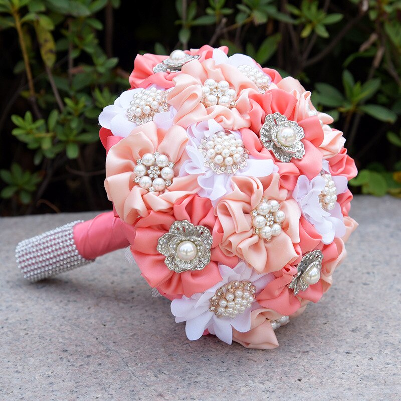 Bridal Bouquets Aristocratic Simulation Pearl Rose Wedding Flowers Bouquet Home Decoration 619