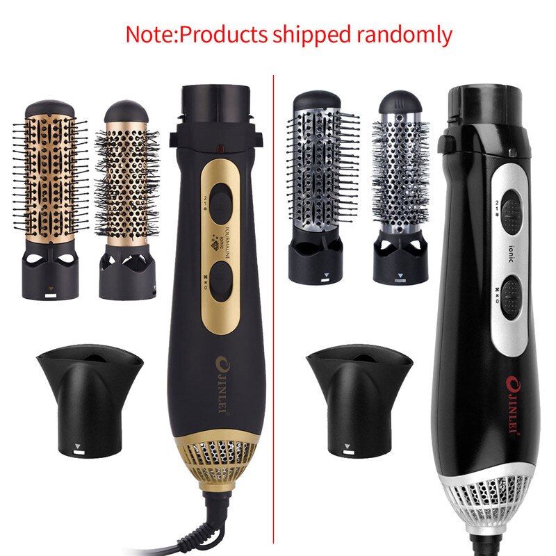 3 In 1 Multifunction Hair Dryer Comb Machine Hair Styling Tools Hairdryer Curler Straightener Hair Dryer Comb Brush Styler: Gold