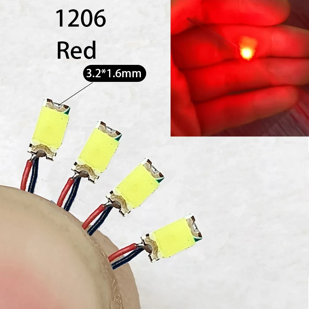 40Pcs/Lot 0402 0603 0805 1206 Led SMD Wire For Model Train HO N OO Scale Red Black Line Pre-soldered Micro Litz Diorama Railway: army green