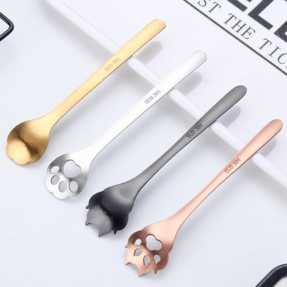 Acier inoxydable mignon chat griffe cuillères petit café thé gâteau Dessert cuillère fantaisie sucre cuillère à café vaisselle accessoires de cuisine