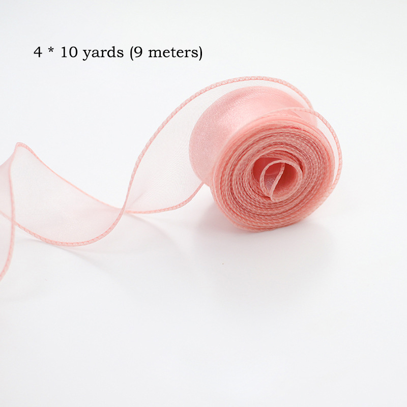 10Yards/Roll Chiffon Silk Ribbon Organza Satin For DIY Craft Wrapping Decoration Wedding Bouquets Wreath Sewing Supplies: Copper