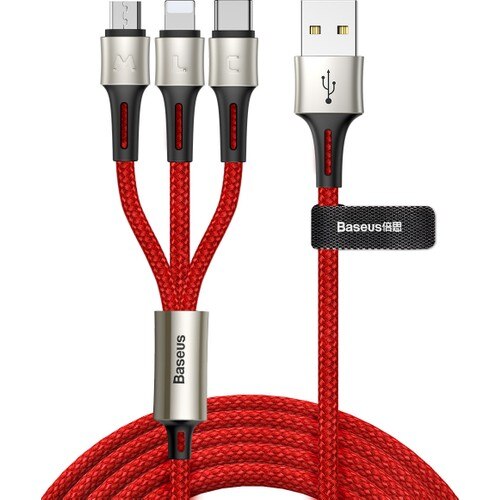 Baseus Zorgzame Touch Serie 3 In1 Multi Data En Oplader Kabel-Rood