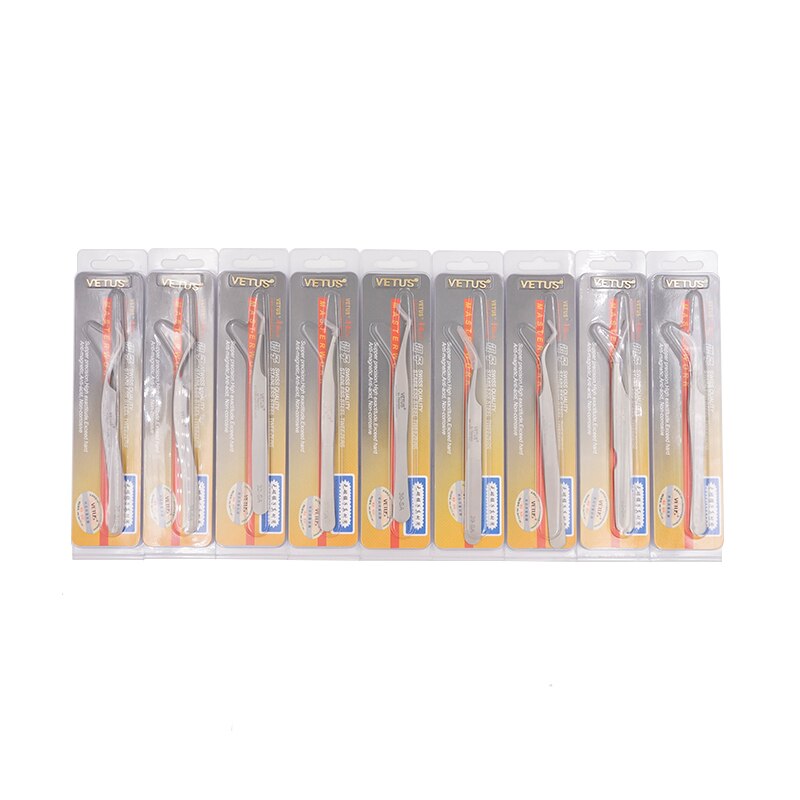 VETUS SA-Pinzas de pestañas de alta precisión, volumen 3D/6D, pinzas de extensión de pestañas, excelente cierre, pinzas de ventilador de la mejor