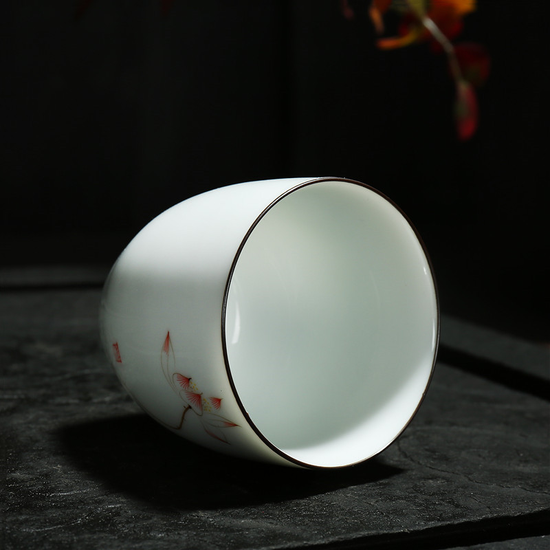 Keramische Traditionele Chinese Thee Kopjes Wit Porselein Thee Set Accessoires Kantoor Theekopjes Draagbare Retro Water Mok Drinkware