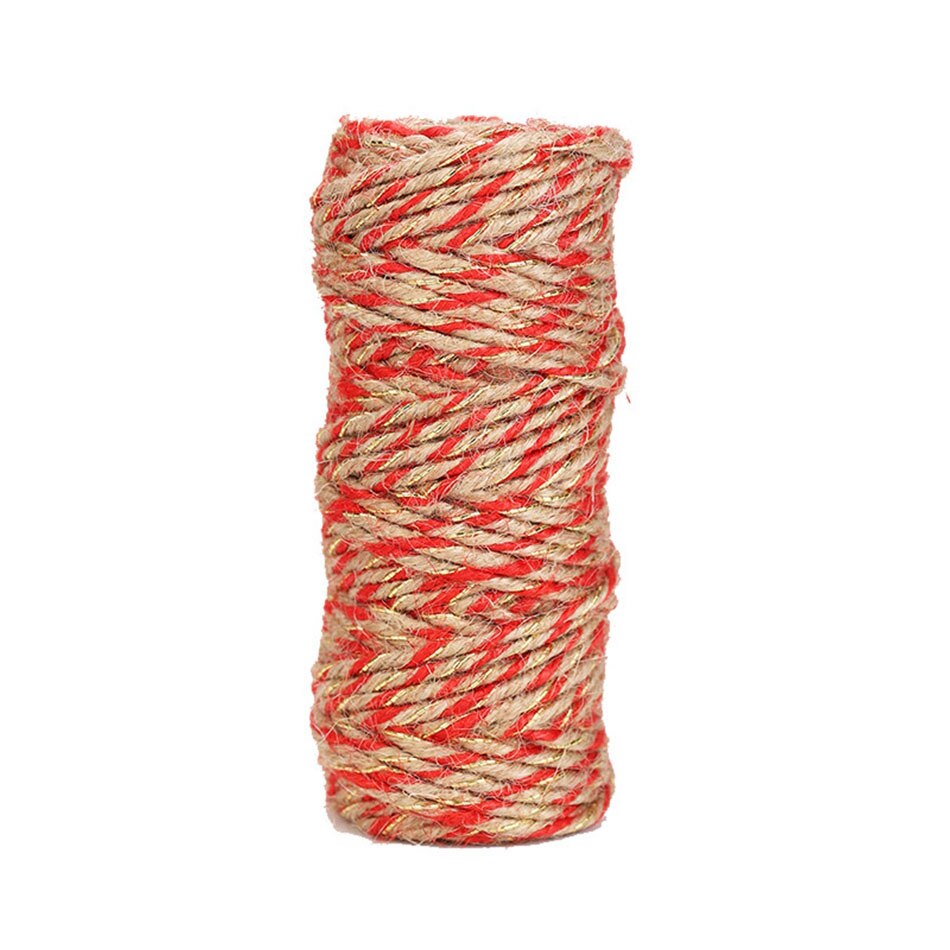Cinta de arpillera de Yute Natural de 3mm y 25M, lazo artesanal de , cuerda de macramé, hilo para coser, decoración de boda, en casa: Red