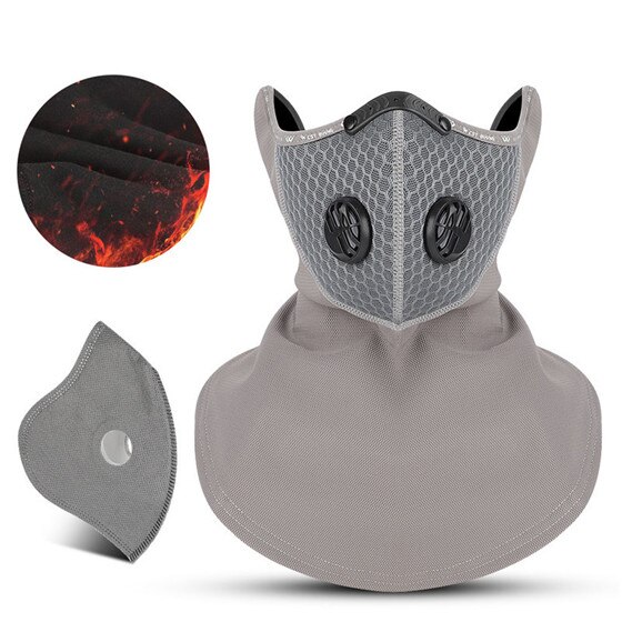 WEST BIKING Winter Ski Mask Cycling Skiing Running Sport Training Face Mask Balaclava Windproof Soft Keep Warm Full Face Mask: Gray Scarf filter