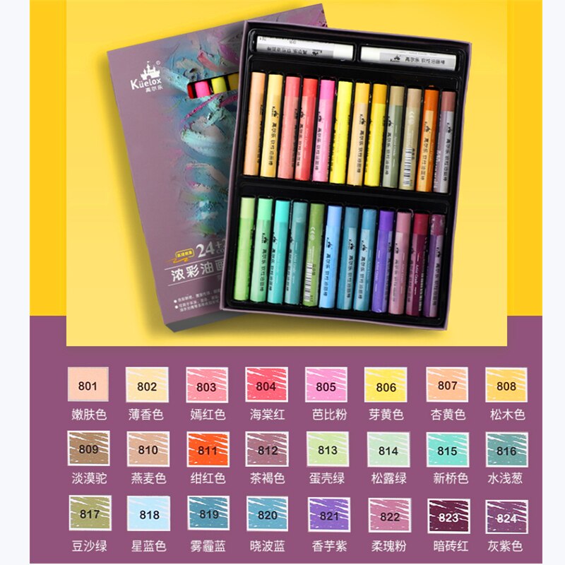 Kuelox Art Soft Oil Pastel/Crayon Macaron/Morandi/Artist profession 24/36 Colors ,Artist Student Graffiti Oil Pastel Painting: 24 Morandi colors
