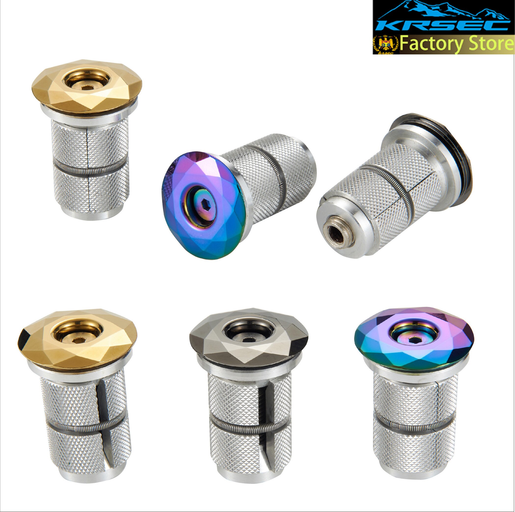 Krsec 1-1/8 " mtb ekspander tophætte aluminiumslegering landevejscykelexpander titaniumbelagt topkapsel til 28.6mm gaffelcykeldele også