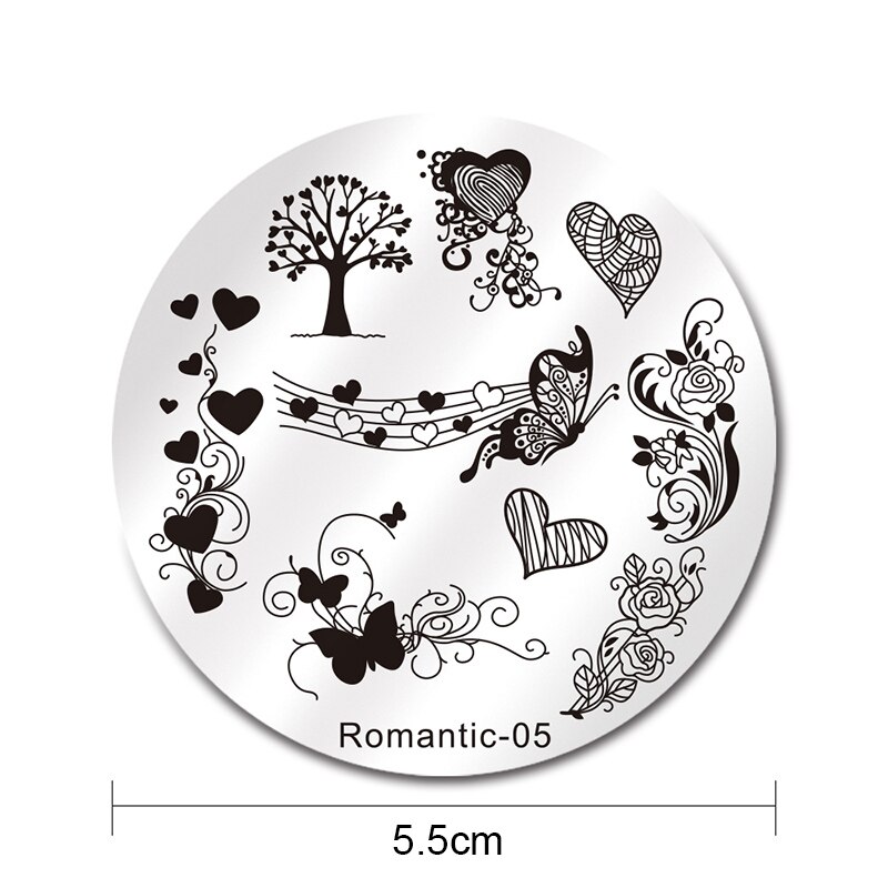 NICOLE DAGBOEK Vlinder Liefde Ronde Stempelen Plaat Valentine Series Hart Boom Nail Art Image Plate Romantische-05