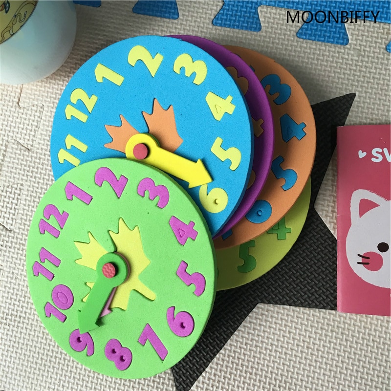 1 Stuk 3-6 Jaar Oude Kinderen Diy Eva Klok Leren Onderwijs Speelgoed Fun Puzzel Spel Voor Kinderen baby Speelgoed Willekeurige