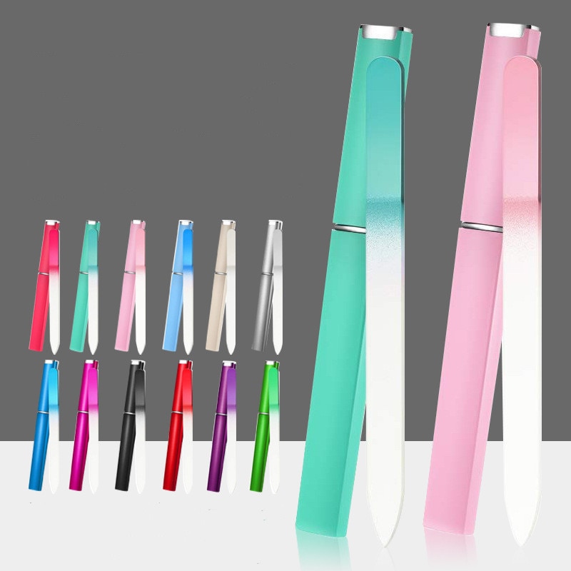 Premium glas neglefil med etui, krystal neglefil, salon manicure værktøj til naturlige negle, til kvinder piger