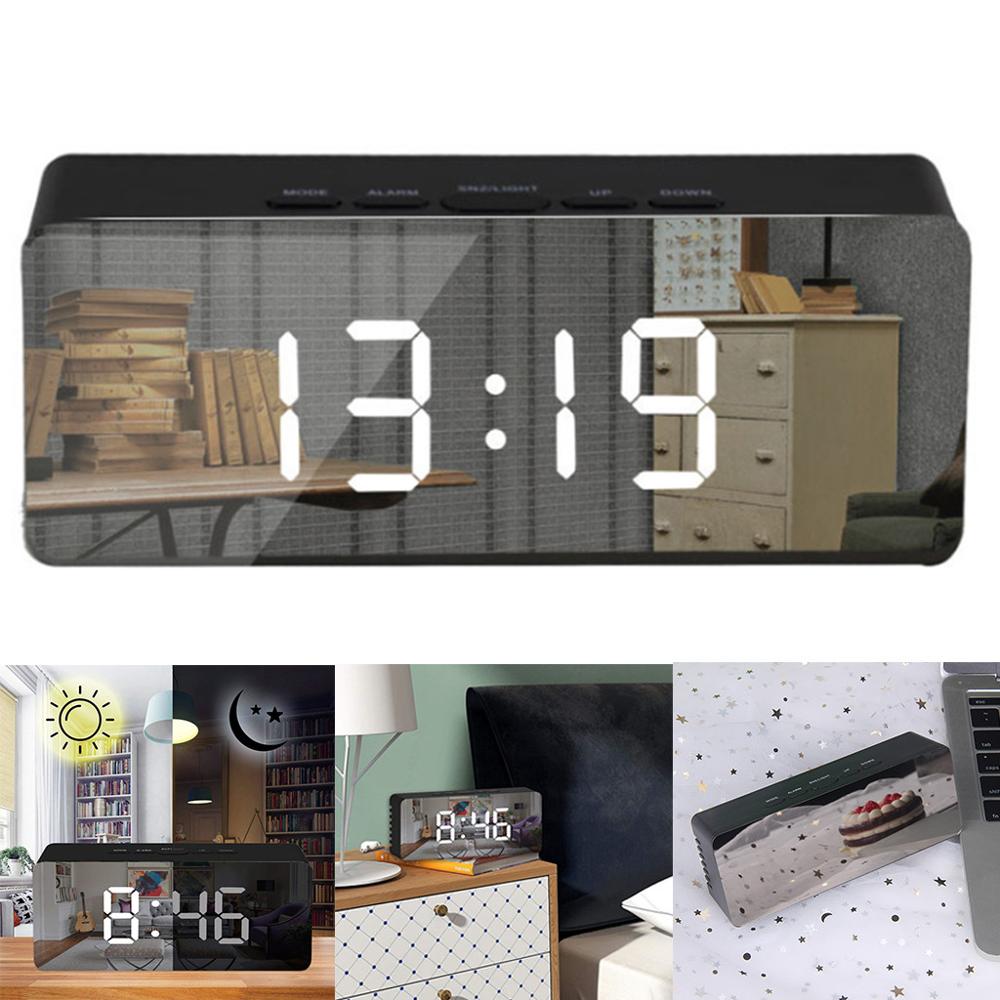 LED Digital Alarm Clock Night Light Thermometer Display Mirror Lamp Multi-function Makeup mirror electronic clock Wake