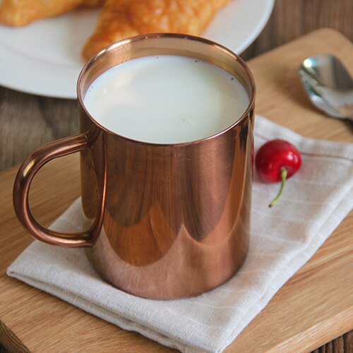 Tasse en acier inoxydable plaqué cuivre, double couche, tasse à café et lait avec poignée