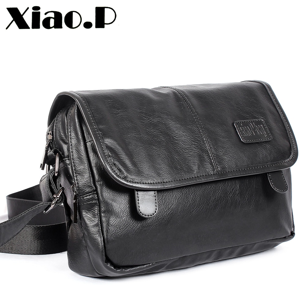 men's bags, pu leather messenger bag cross body bag,Casual students one shoulder School bag