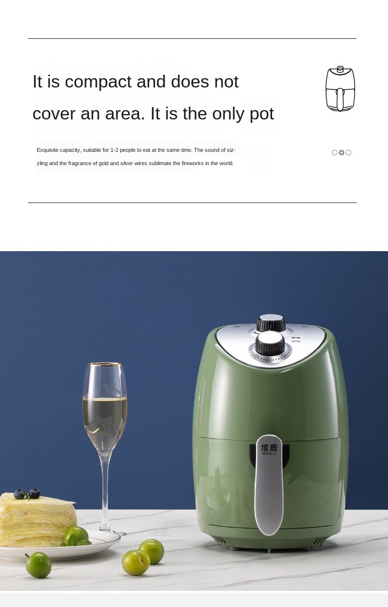 Mini Air Deep-Fried Pot Home Sootless Chips Machine Deep Frying Pan Deep-Fried Pot