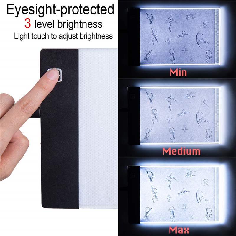 LED Drawing Pad - USB Powered - A5/A6 Size - Brightness Adjustable - Tracing Table