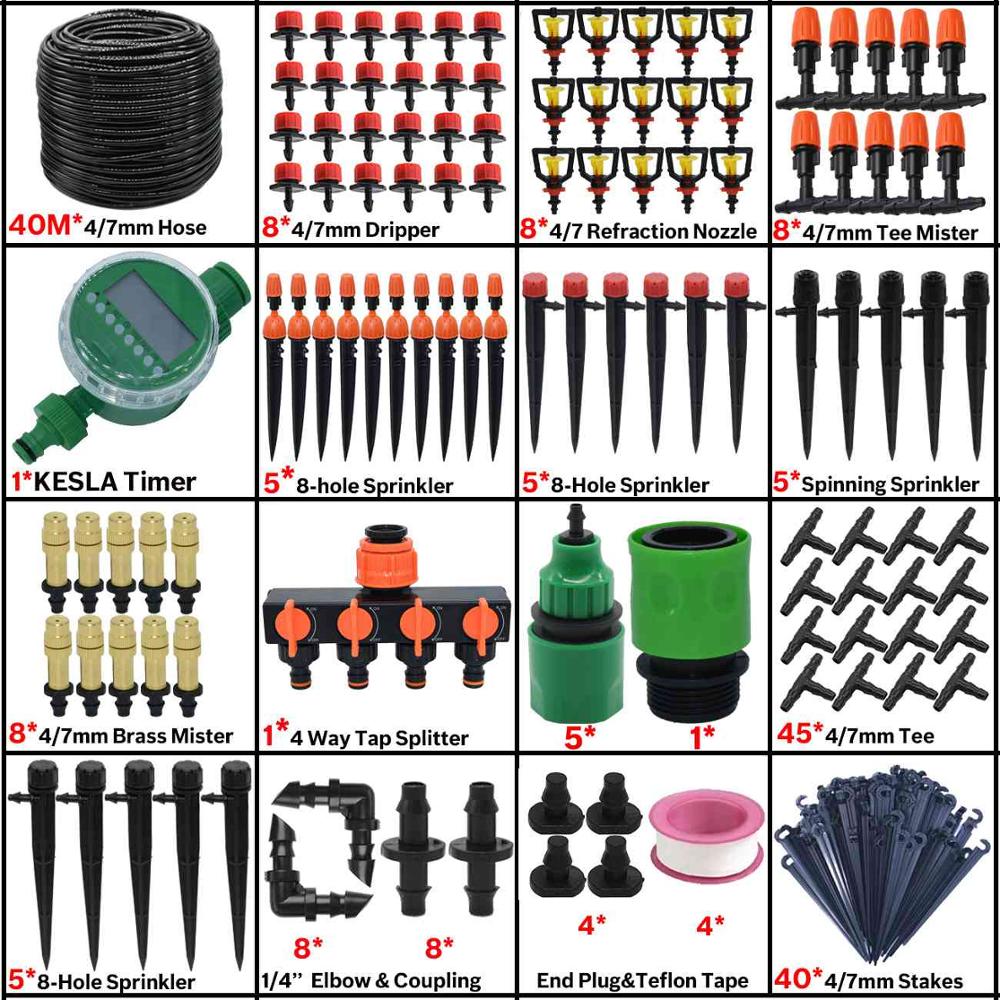 5-50M Garden Automatic Watering System Timer Control Drip Irrigation Water Dripper Mist Nozzle Sprinkler Watering Kit Greenhouse