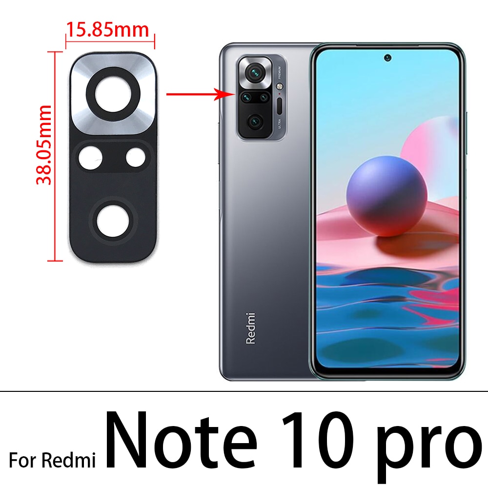 2 uds, nueva lente de cristal de cámara trasera probada con pegatina para Xiaomi Redmi 12C 9T 9C 9A 6 6A 7 7A 8 8A 9 Note 10 Pro 10S: YELLOW