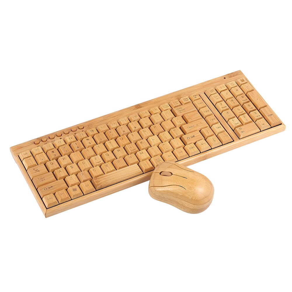 Combo clavier et souris sans fil en bambou, 2.4G, fabriqués à la main, en bois naturel, Plug and Play, pour PC