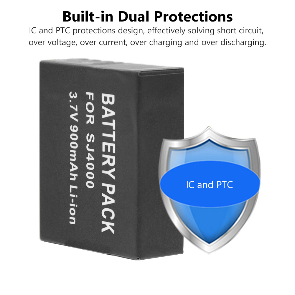 Batería acumuladora de 3,7 V, 900mAh para SJCAM, SJ7000, SJ6000, SJ5000, SJ4000 Air, 4K, cámara para SJCAM, SJ4000, SJ4000, WIFI, SJ4000