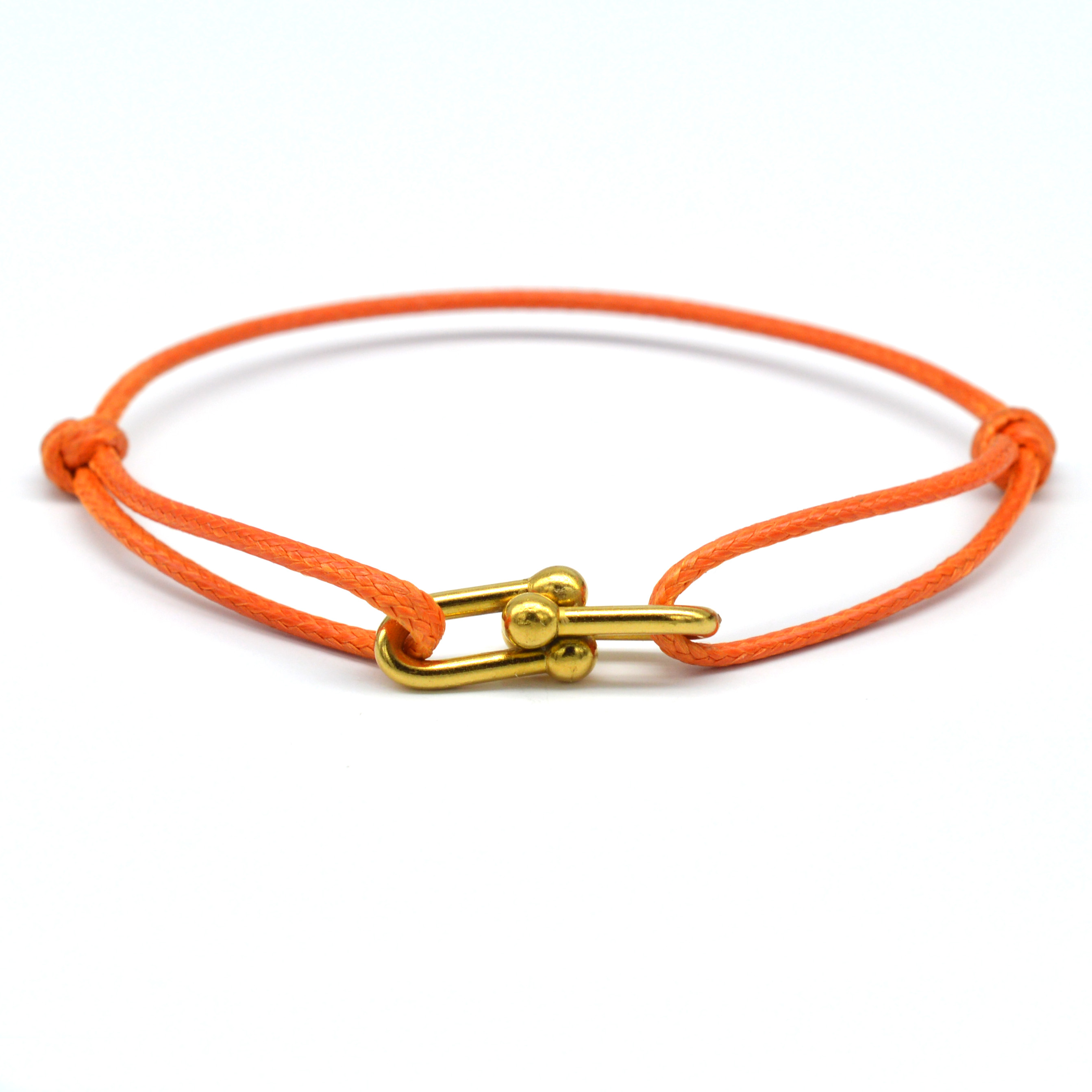 Zalman-pulsera con hebilla de herradura de bambú Simple, cinta trenzada, pulseras de cuerda ajustables DIY, joyería de acero inoxidable para hombres y mujeres: Color marrón amarillo