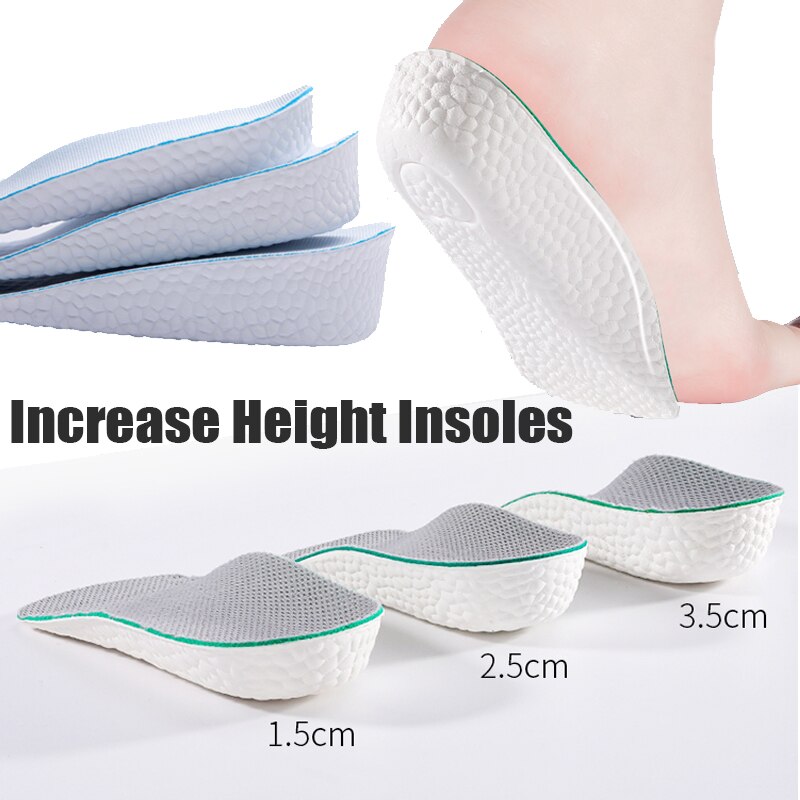 Plantillas para aumentar altura para hombres y mujeres, plantillas para aumentar altura, peso ligero, elevación elástica suave, almohadillas para zapatos, elevación elevada, 1,5 CM, 2,5 CM, 3,5 CM