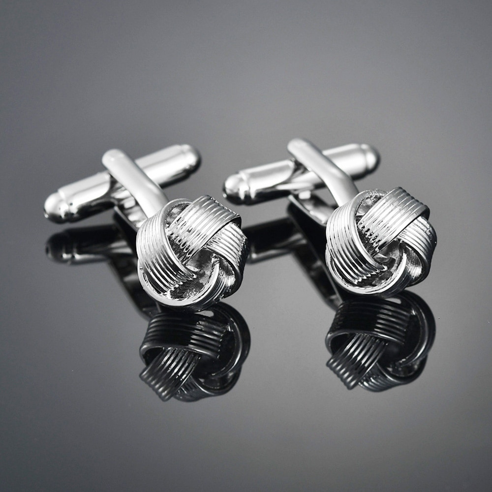 Twisted Flower Shape Silver Color Simple Men&#39;s Cufflinks Business Shirt Cuff Link Jewelry For Man