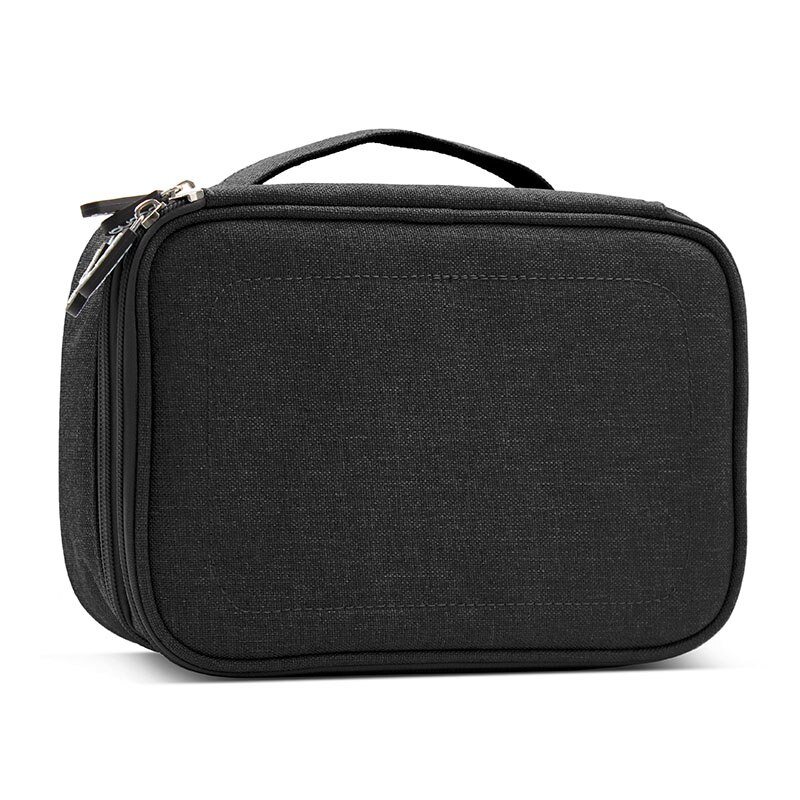Accesorios electrónicos organizador de cables de datos bolsa de viaje de doble capa cargador USB caja de almacenamiento BHD2: Negro
