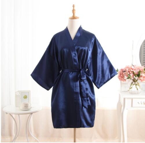 Vrouw Badjas Pyjama Zijde Bruidsmeisje Bruid Gewaad Sexy Vrouwen Korte Satijnen Bruiloft Kimono Gewaden Nachtkleding Nachtjapon Jurk J-Wit: S / Sky Blue