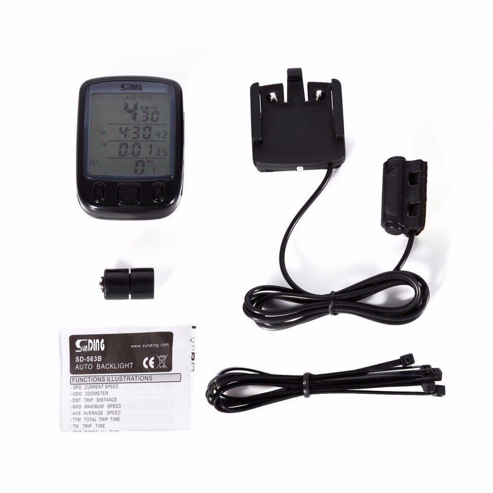 1 pc SunDing SD 563B Wasserdicht LCD Anzeige Radfahren Fahrrad Fahrrad Computer Kilometerzähler mit Grün Hintergrundbeleuchtung