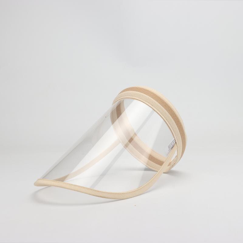 Cokk lue med øyebeskyttelse plastskjold tom topplue kvinner anti-pollen anti-spytt deksel full ansikt caps menn: Khaki og beige / Voksen (54-60cm)