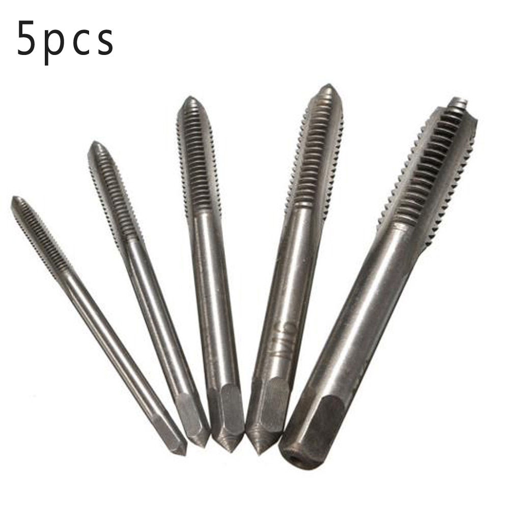 Máquina de tornillo manual HSS M3 M4 M5 M6 M8, juego de conector métrico taladro, herramientas de mecanizado, llave t 1/4, 5 uds.