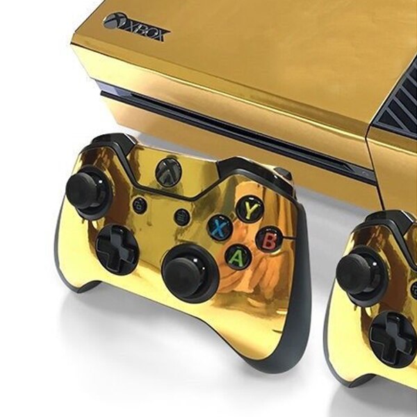 Gold Glossy Skin Sticker For Xbox ONE Console Controller + Kinect Decal Vinyl Compatible with Xbox One console