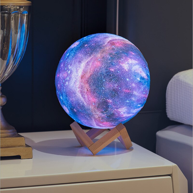 Painted Starry Sky Moon Light 3D Printing Moon Light Led Rechargeable Night Light Product Strange Table Lamp