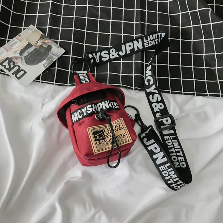 Canvas dames brief schouder messenger crossbody tas studenten mini telefoon tas mannen sport kleine borsttas: Rood