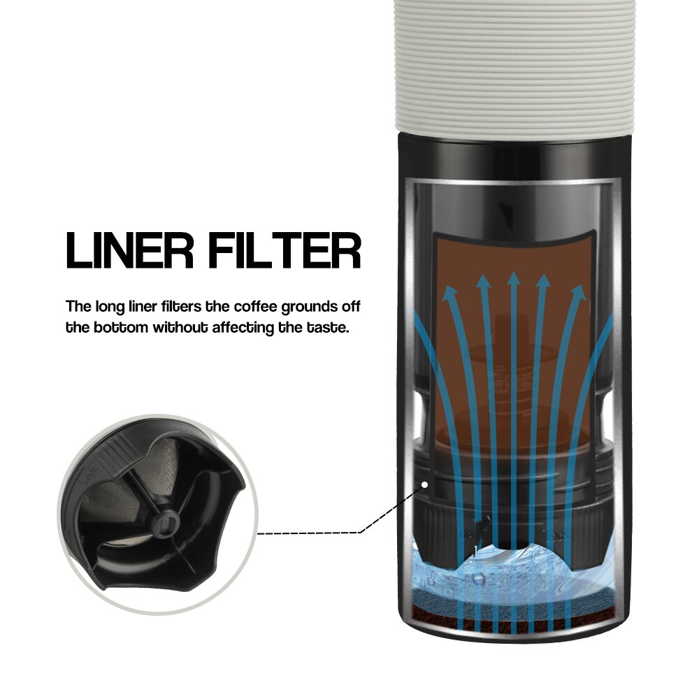 Portable French Press 350ml Coffee Maker Black Plastic Double Wall Mug Filtration Water Isolation Tea Coffee Cup