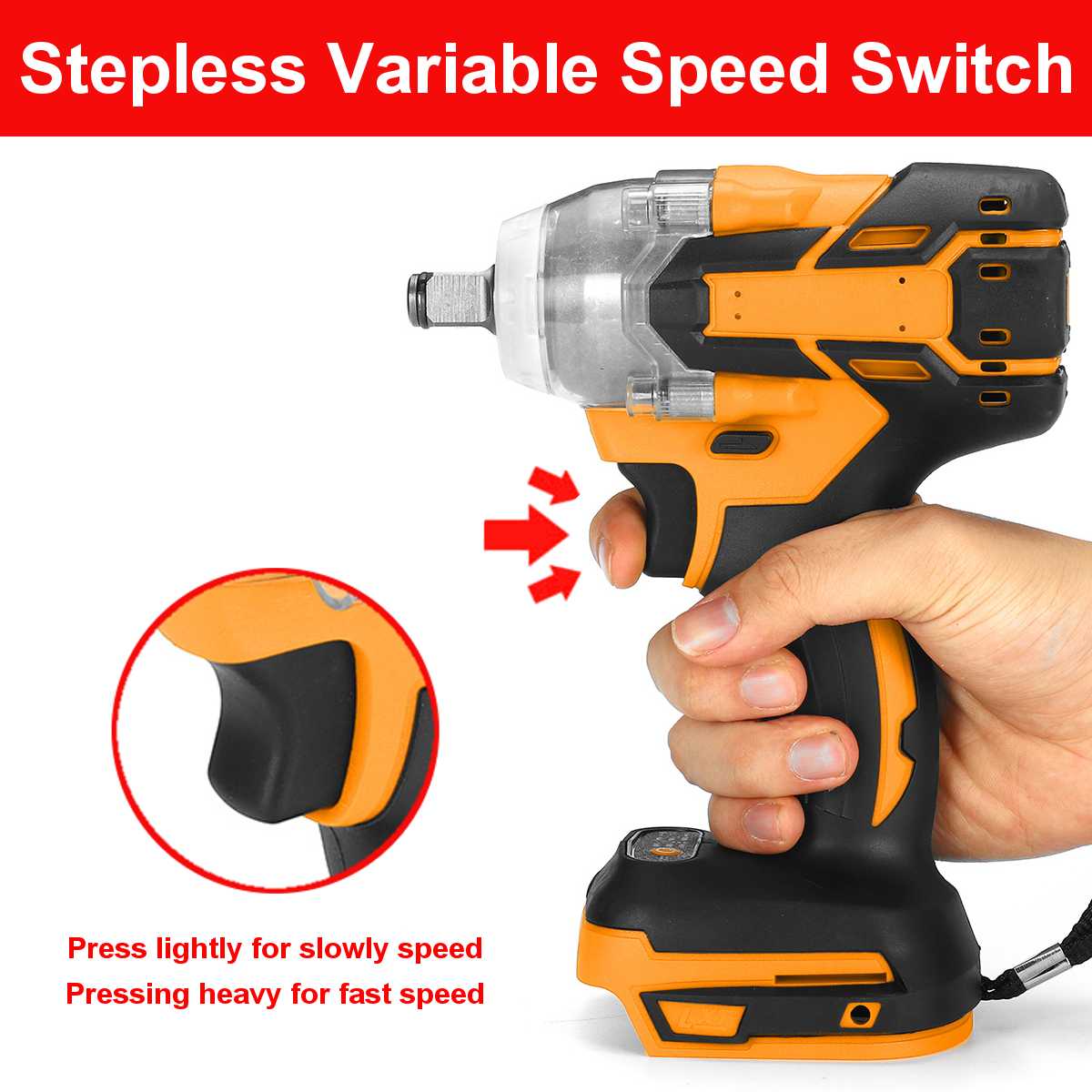 18V 800Nm Torque Electric Wrench Brushless Impact Wrench Drill Screwdriver 1/2 Socket Electric Wrench Power Tool Without Battery