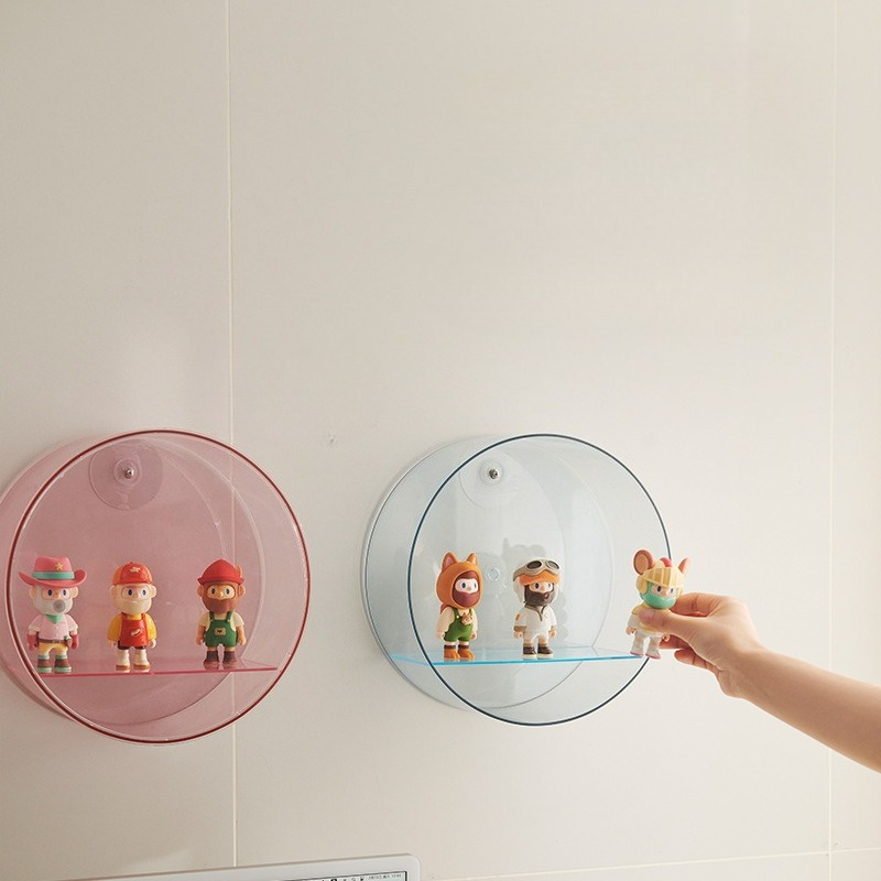 ‌ Vitrina redonda montada en la pared de 25 cm de diámetro – Gabinete de pared transparente con vista transparente | Organizador de decoración de pared