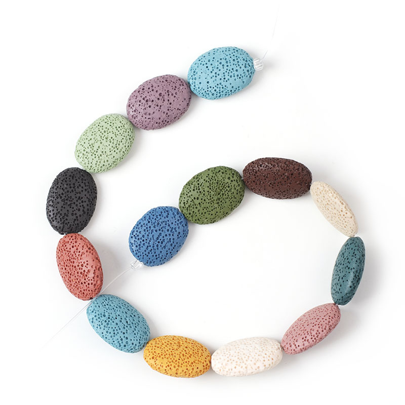 Colorful Oval Natural Lava Beads Shape Volcanic Rock Loose Spacer Beads Jewelry Earrings Necklace Making DIY 19X26/24X32mm