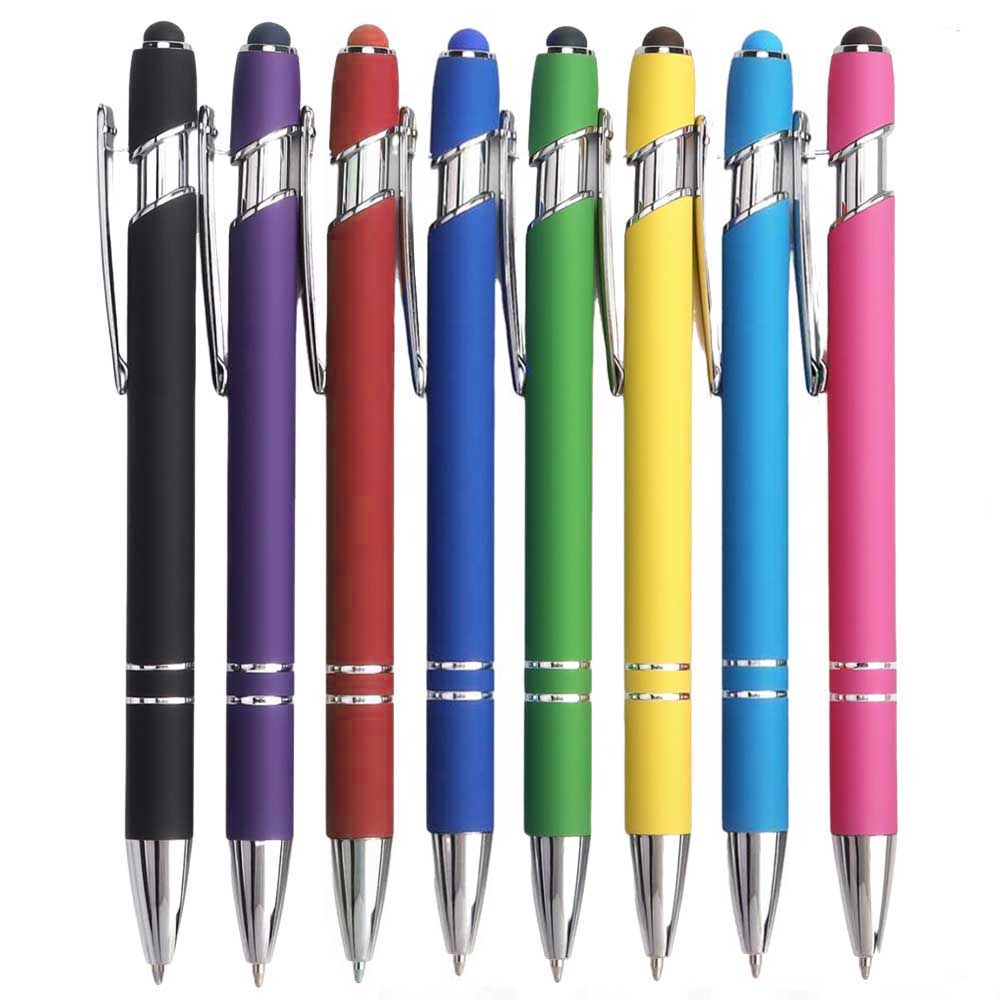 Bolígrafo de 5-10 piezas con punta para lápiz óptico, metal, bolígrafo con lápiz óptico 2 en 1, tinta negra de 1,0 mm para teléfono inteligente, tableta: Azul