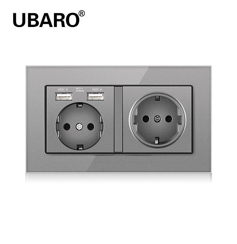 Ubaro 146*86 duitse standaard kristal gehard glas tomada priz stekkerdoos stopcontact stopcontact  ac100-250v: Ds-146-u1-h1