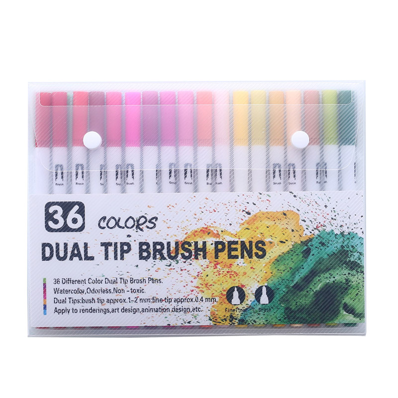 Pincel doble arte marcadores y plumas punta fina y pincel punta FineLiner dibujo pintura acuarela pluma útiles escolares 18/24/48/72/100 Uds: 36 white colour