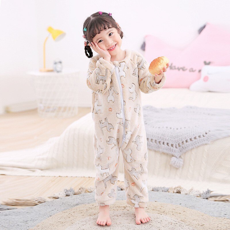 freundlicher Kleidung freundlicher Jungen Herbst Winter Flanell Pyjama Warme Nachtwäsche Mädchen Bodysuit Kleinkind Homewear Baby Onesie Für 0-4Y