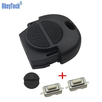 OkeyTech Replacement Remote Key Cover Case FOB 2 Buttons With 2PCS Switches &amp; Battery For Nissan Micra Almera Primera X-Trail