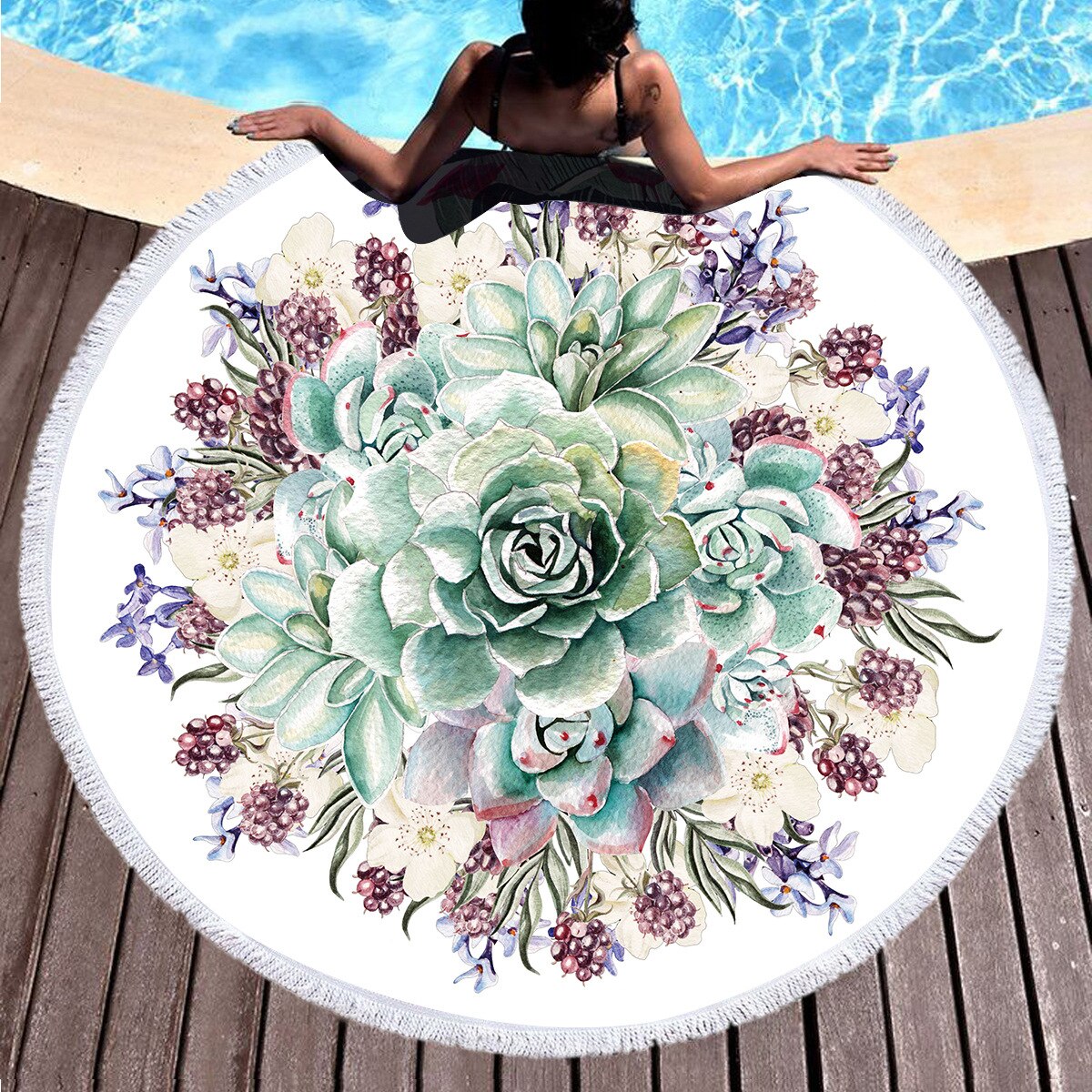 3d dames bloemen ronde strandlaken katoenen slaapkamer tapijt sjaal yogamatten dekens voor meisjes zomer strandlaken badhanddoek