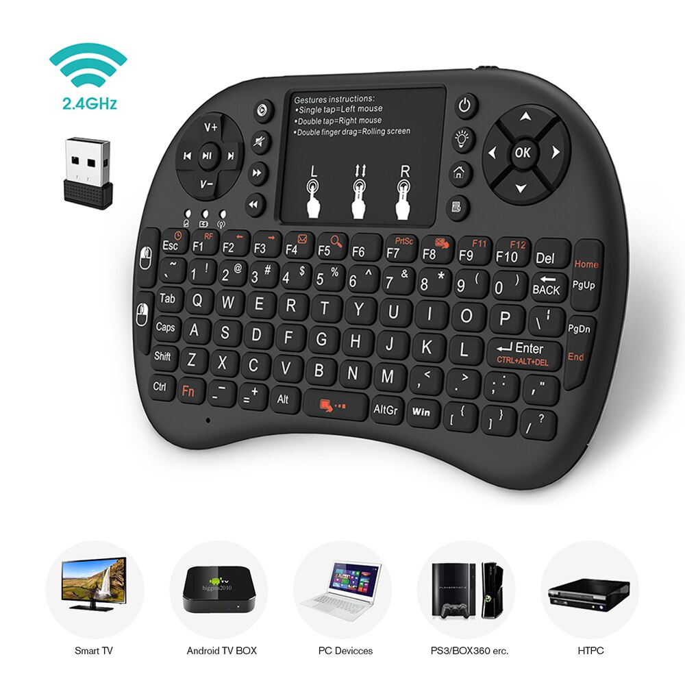 Anmone mini langaton näppäimistö taustavalaistu 2.4 ghz englantilainen ilmahiiri kosketuslevyllä kädessä pidettävä kaukosäädin android tv box  x96 gtc:lle