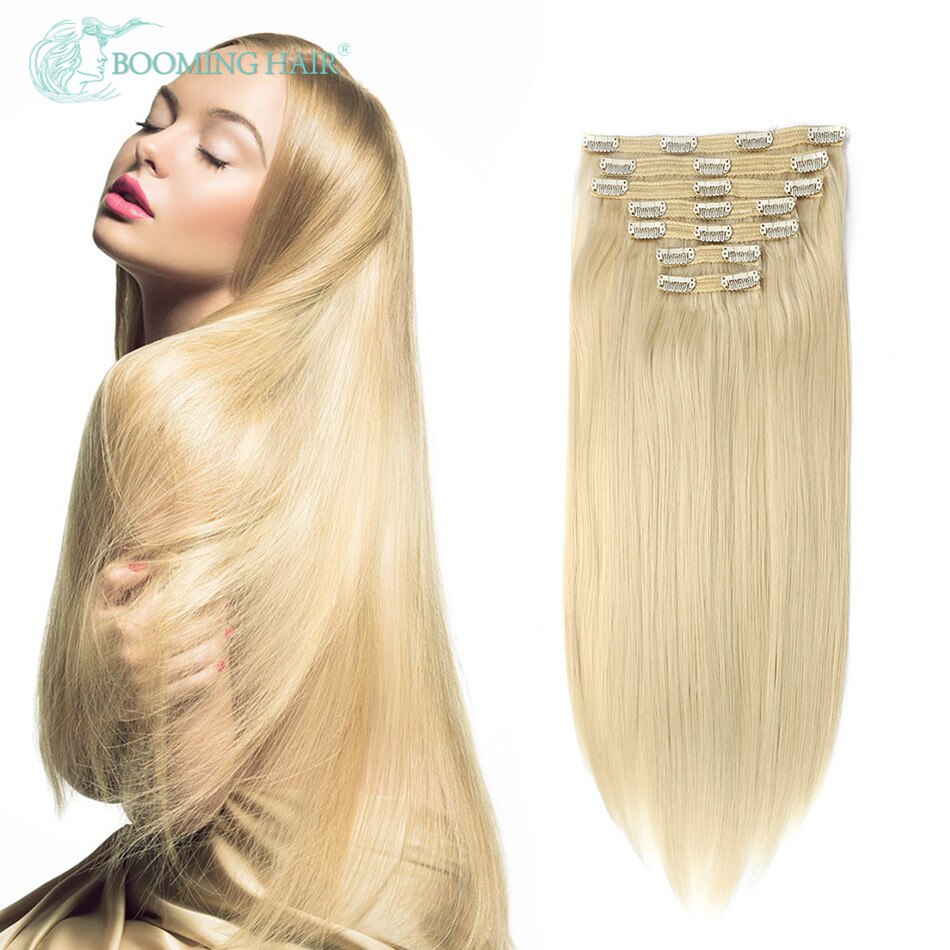 Booming Haar 24 Inches 140G In Hair Extensions Lange Rechte Haar Voor Vrouwen Hoge Temperatuur Fiber Extensions