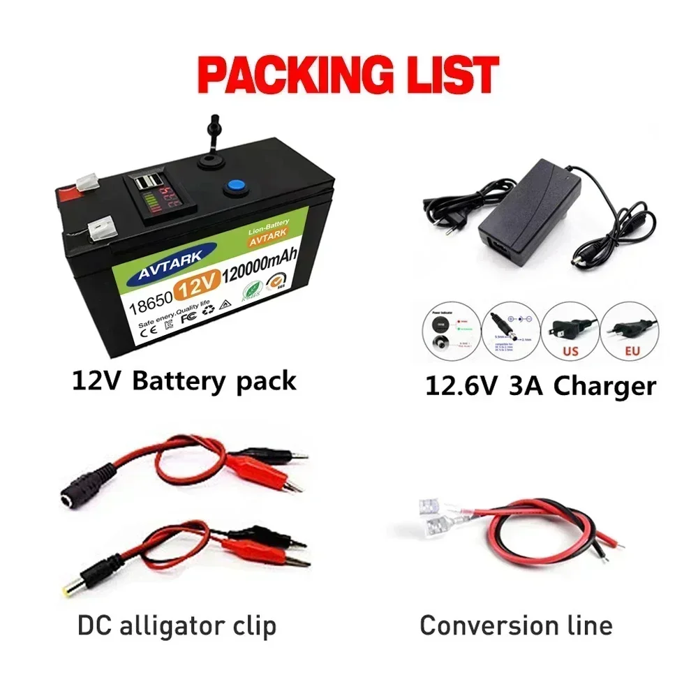 12V 120AH LiFePO4-batterij Ingebouwde BMS-lithium-ijzerfosfaatcellen voor het vervangen van de meeste back-upstroom Energieopslag voor thuis